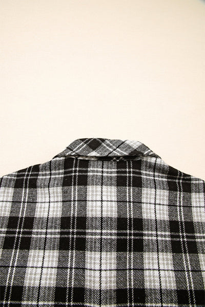 Trendy Women's Long Sleeve Black Plaid Button-Up Shirt - Casual Fit for Effortless Everyday Style