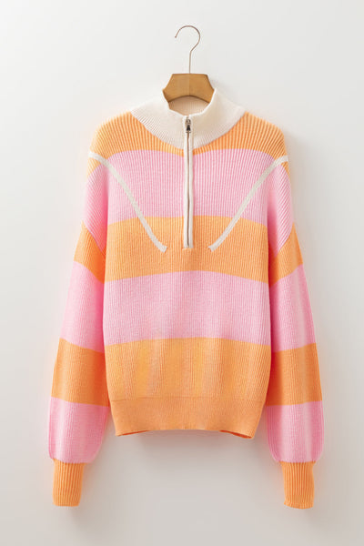 Stylish Women's Soft Knit Colorblock Sweater - Casual Fit for Cozy Fall Layering and Effortless Everyday Wear