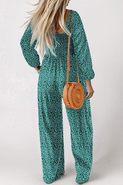 Chic Floral Print Wide Leg Jumpsuit for Women - Comfortable, Flattering Summer Outfit in Bright Colors