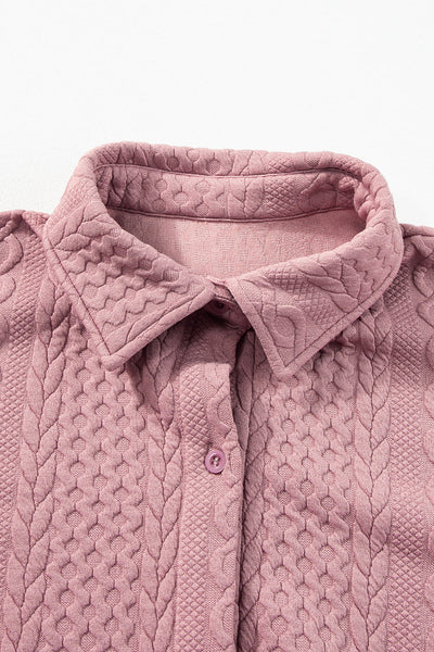 Women's Sepia Rose Cable Knit Button-Down Shacket