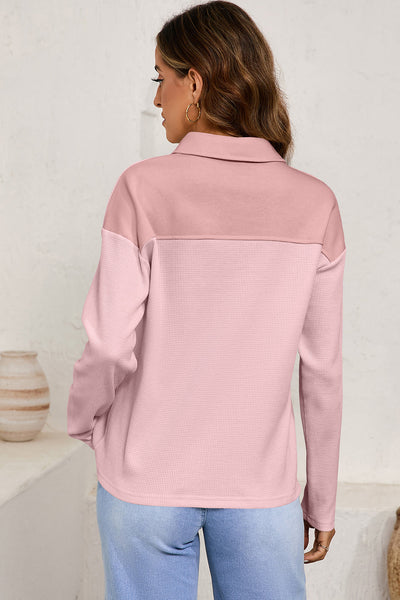 Soft Beige Women's Thermal Knit Long Sleeve Top - Cozy Casual Wear for Ultimate Comfort and Warmth
