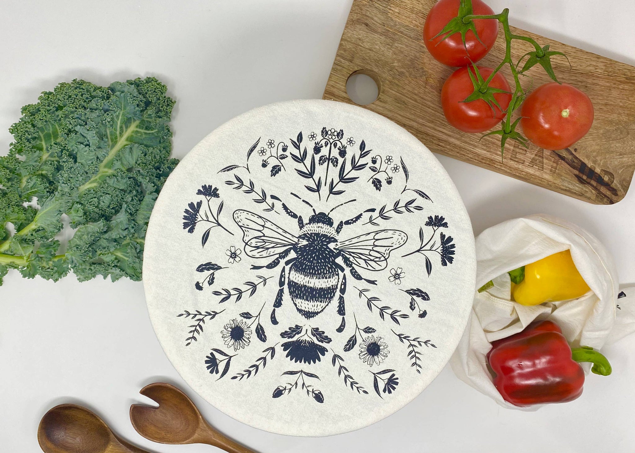 Bee Bowl cover/ Lg 10" Charcoal