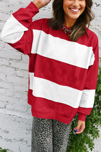 Cozy Women's Colorblock Sweatshirt Trendy Casual Layering Top for Fall Fashion in Soft, Comfortable Fabric