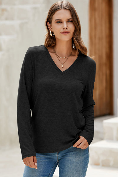 Stylish Women's Black Long Sleeve Top - Comfortable Fit, Versatile Design for Everyday Fashion and Casual Outings