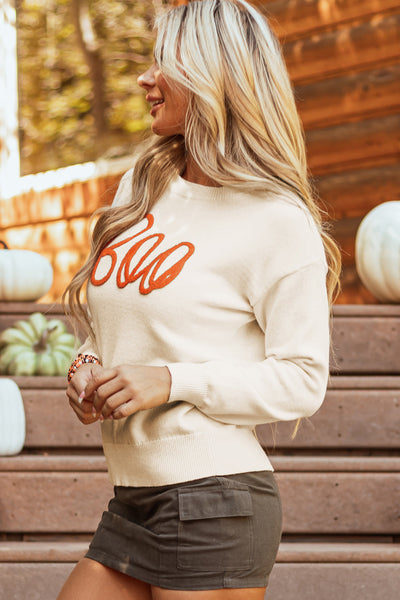 Cozy Women's Apricot Knitted Sweater with Ribbed Edges & Drop Shoulder - Chic Everyday Fashion Essential