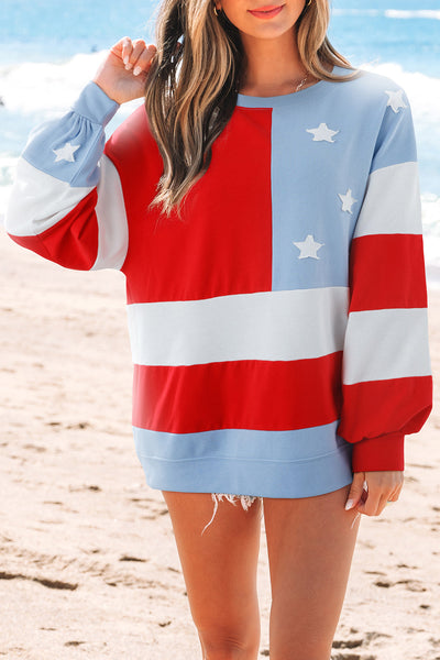 Cozy Women's American Flag Sweatshirt - Soft Relaxed Fit Pullover for Casual Patriotic Style and Comfort