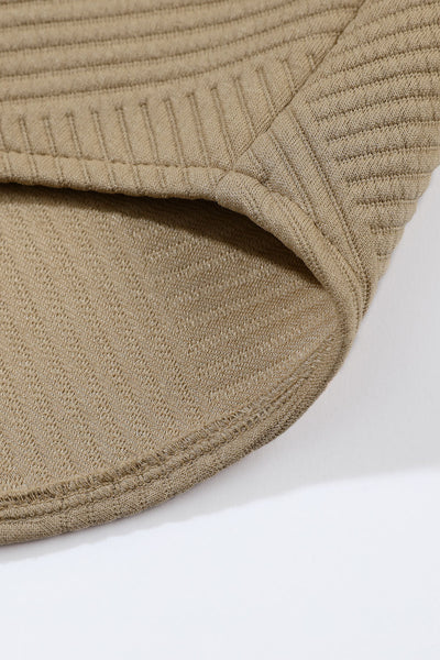 Women's Khaki Textured Shacket with Flap Pockets - Trendy Layering Jacket for Casual Chic Style