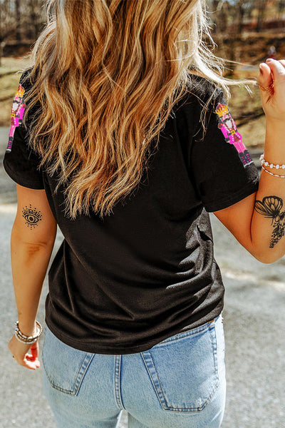 Women's Sequin Pink Nutcracker Relaxed Holiday Graphic Tee