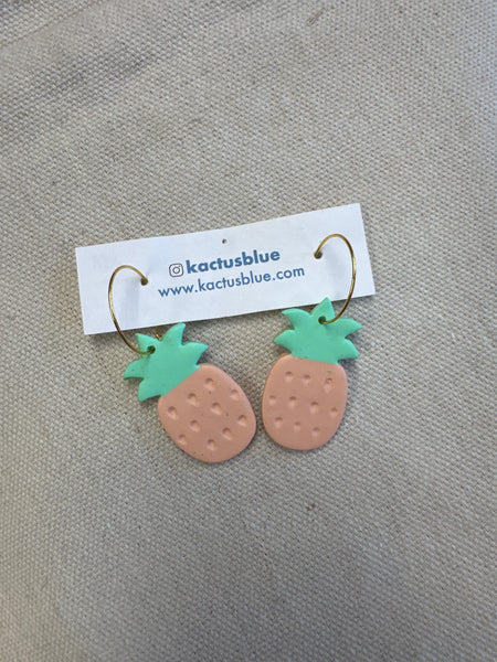 Kactus Blue Pineapple Clay Earrings