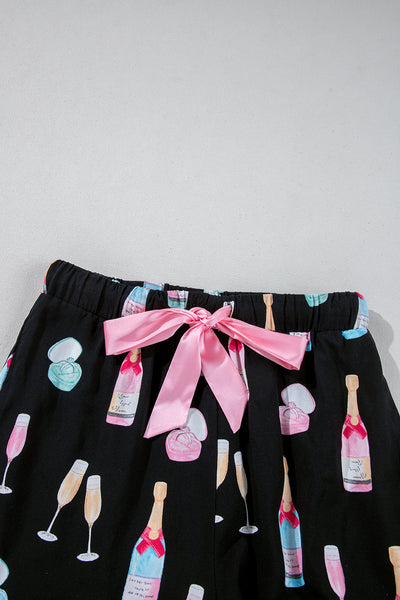 Women's Viscose Champagne and Ring Print Pajama Set with Silk Bows with practical styling and dependable silhouette control.