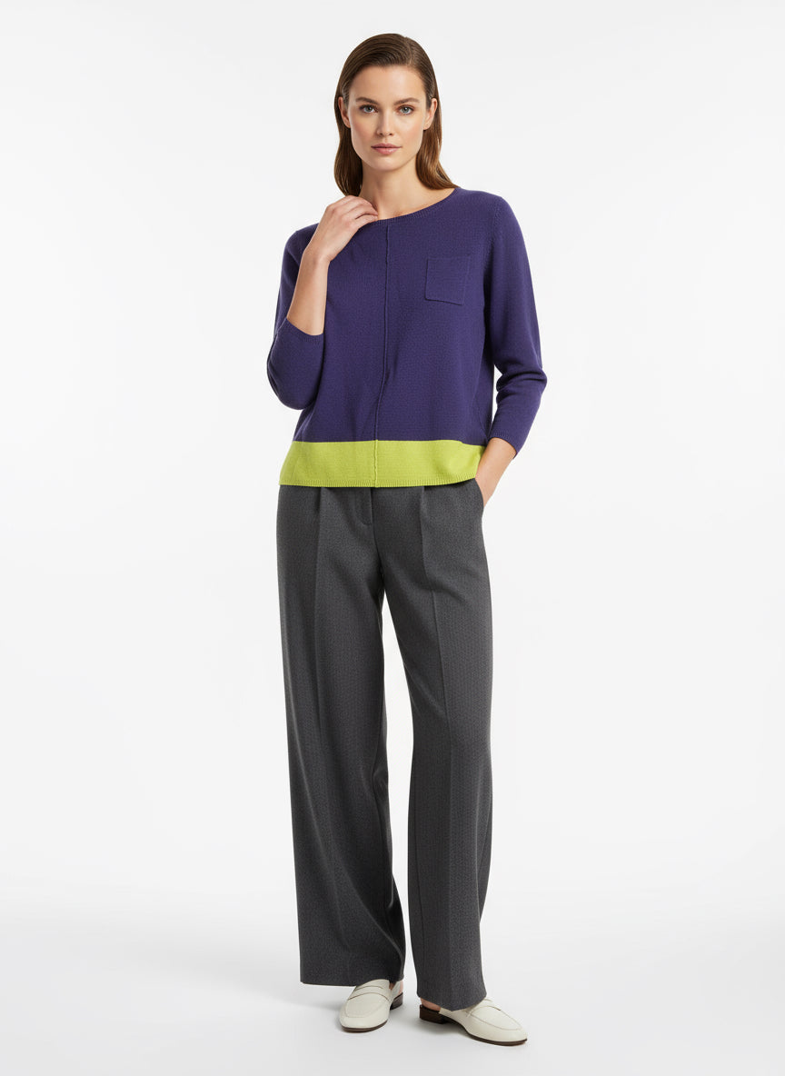 Vintage Navy & Lime Block Knit Sweater