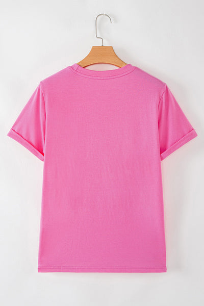 Women's Sequin Santa Graphic Tee in Sachet Pink