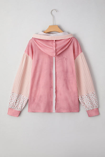 Women's Cozy Floral Patchwork Hoodie - Vibrant Casual Sweatshirt for Springtime Comfort and Everyday Style