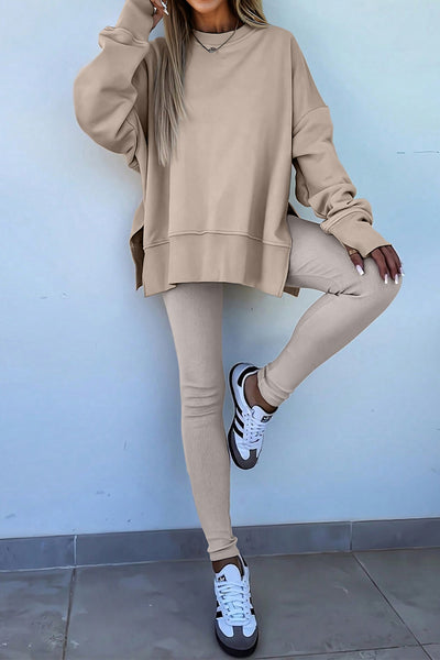 Chic Women's Oversized Sweatshirt and Leggings Set in Cozy Fabric Perfect for Casual Comfort and Stylish Lounging