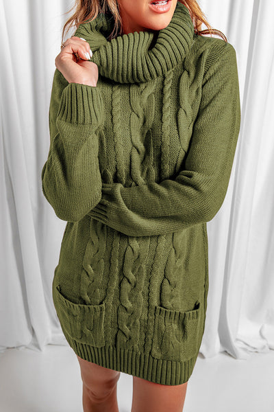 Cozy Women's Cable Knit Sweater Dress in Soft Beige Chic, Comfortable Fit for Fall and Winter Fashion