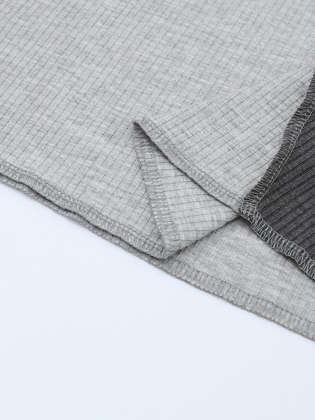 Charcoal Contrast Stitch Detail Ribbed Knit Sweater