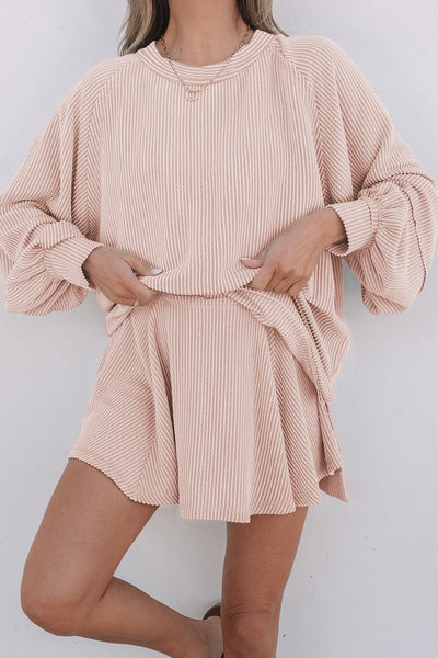 Stylish Women's Soft Ribbed 2-Piece Outfit Set - Comfortable Casual Top and Pants for Trendy Everyday Wear