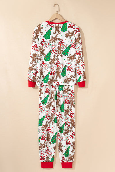 Women's Gingerbread and Tree Print Christmas Lounge Set with Red Trim with practical styling and dependable silhouette control.