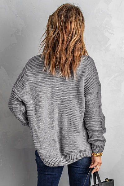 Oversized Cozy Gray Chunky Knit Cardigan for Women - Stylish Long Sleeve Sweater for Casual Comfort and Everyday Wear