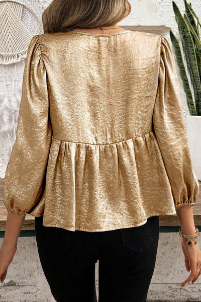 Chic Women's Ruffle Hem Blouse in Soft Pastel Colors - Flowy Fit for Casual or Dressy Occasions