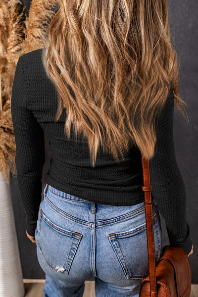 Soft Cotton Long Sleeve Twist Top for Women - Chic Casual Style, Ideal for Layering in Every Season