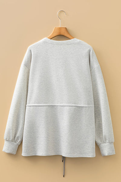 Women's Light Grey Heather Drawstring Tunic Sweatshirt