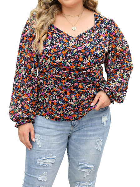 Plus Size Casual Blouse, Women's Plus Solid Half Sleeve Turn Down Collar Tunic Top