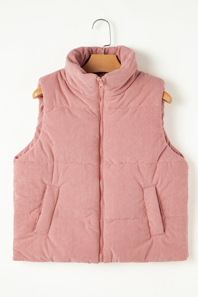 Chic Women's Corduroy Vest Jacket in Earthy Tones  Stylish Layering Piece for Fall and Winter Fashion