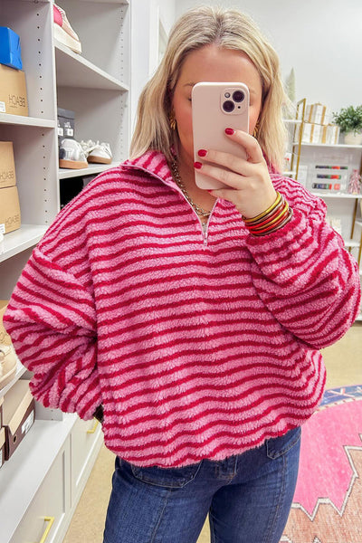 stylish women's pink striped sweatshirt - cozy casual top for everyday comfort and effortless fashion made for easy styling and wardrobe coordination,