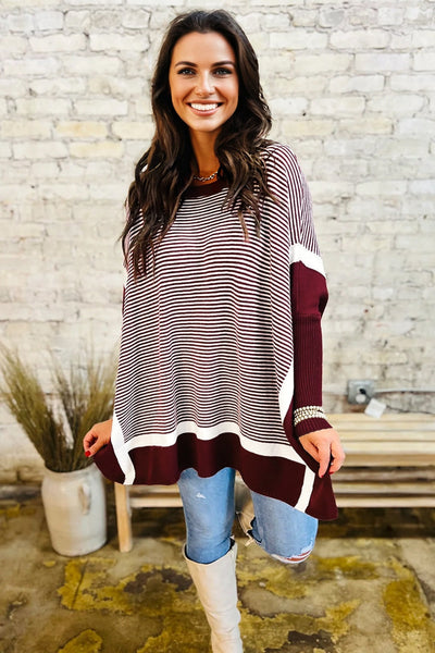 Soft Pastel Striped Knit Sweater for Women - Relaxed Fit for Effortless Casual Chic Style