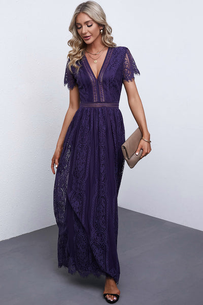 Printed V-Neck Short Sleeve Bohemian Dress