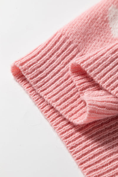 Women's Light Pink Heart Pattern Cardigan Sweater for Women - Cozy Button-Front Knit Layer for Casual Chic Style made for easy styling and wardrobe