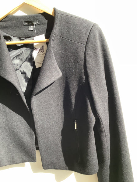 Willi Smith Cropped Black Blazer W/ Zip Pockets