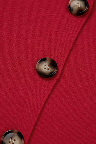 Women's Fiery Red Knit Button-Front Cardigan Jacket