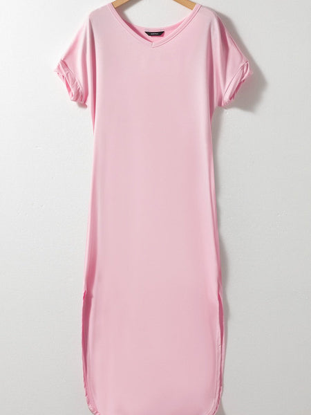 Ice Silk Solid Color V Neck Loose Pajama