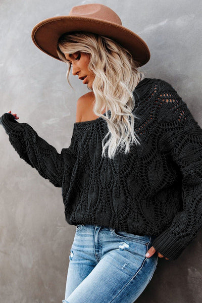 Trendy Women's Lightweight Hollow Out Sweater - Cozy Knit Pullover for Stylish Fall Layers and Everyday Comfort