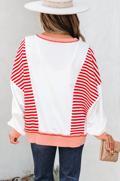 Women's Cozy Women's Stripe Patchwork Sweatshirt - Trendy Casual Style in Vibrant Colors for Everyday Comfort and Fashion