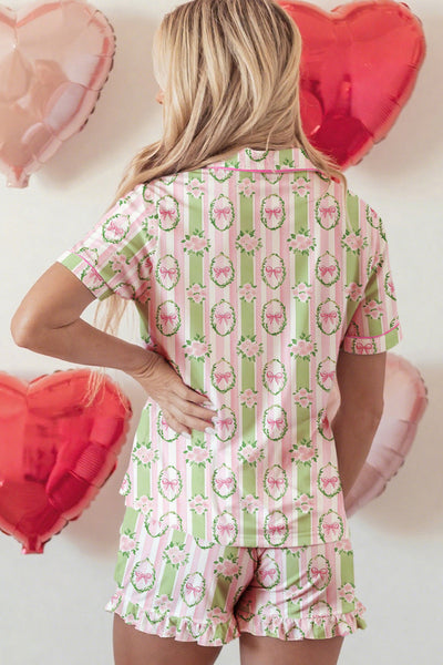 Women's Cozy Green Stripe Pajama Set - Soft, Relaxed Fit for Ultimate Comfort and Stylish Sleepwear
