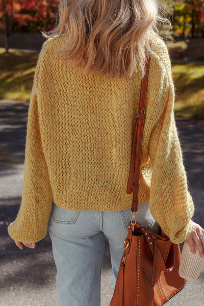 Cozy Soft Knit Women's Lantern Sleeve Cardigan - Stylish Layering Essential for Fall and Winter Outfits