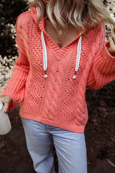 Cozy Women's Hooded Knit Sweater - Casual Fit, Soft Fabric, Ideal for Layering in Autumn & Winter Fashion