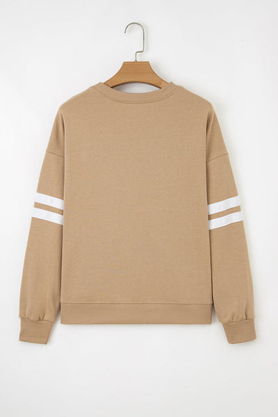 Cozy Women's Varsity Striped Sweatshirt in Soft Cotton Blend - Casual Fit for Effortless Style and All-Day Comfort