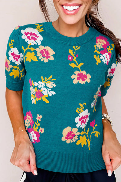 Cozy Women's Floral Knit Sweater in Soft Pastels - Stylish Fit for Casual Outings and Layering in Cool Weather