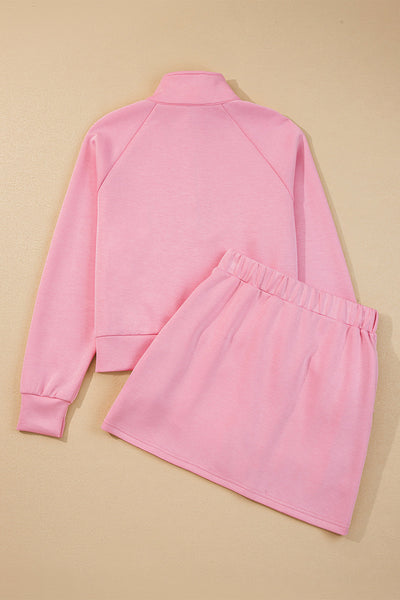 Stylish Women's Soft Fabric Long Sleeve Top & Mini Skirt Set - Perfect for Casual Outings & Trendy Layering