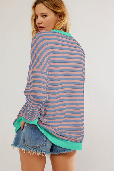 Cozy Women's Striped Sweatshirt - Soft Casual Top with Relaxed Fit for Everyday Comfort and Effortless Style