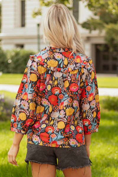 Elegant Women's 3/4 Puff Sleeve Blouse in Soft Pastel Hues - Flattering Fit Perfect for Casual and Dressy Events