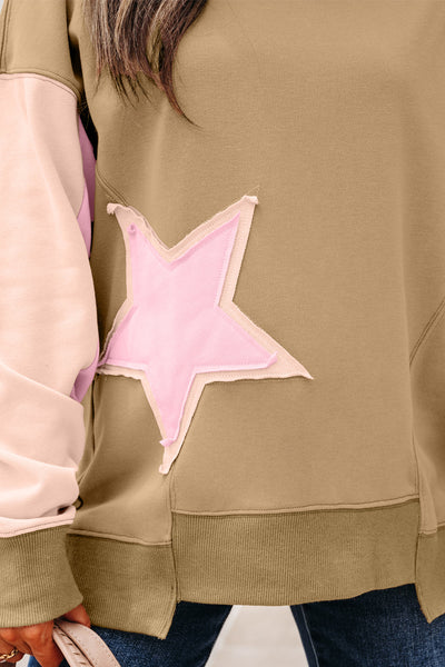 Women's Star Patchwork Relaxed Sweatshirt in Sage and Blush with practical styling and dependable silhouette control.