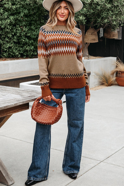 Trendy Women's Colorblock Knit Sweater - Cozy Pullover for Effortless Layering in Any Season, Perfect for Stylish Looks