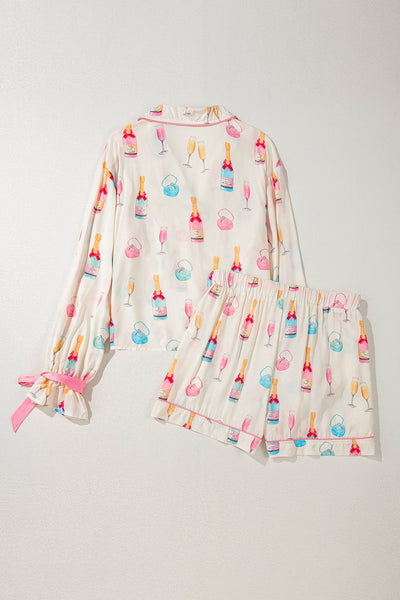 Women's Champagne and Ring Print 100% Viscose Pajama Set with practical styling and dependable silhouette control.