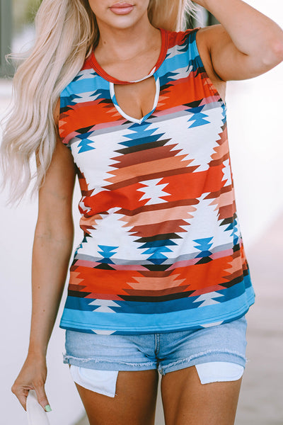 Retro Geometric Print Loose Tank Top