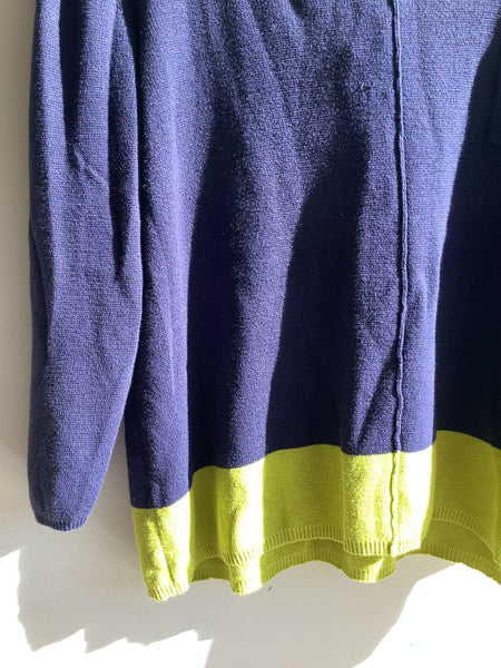 Vintage Navy & Lime Block Knit Sweater